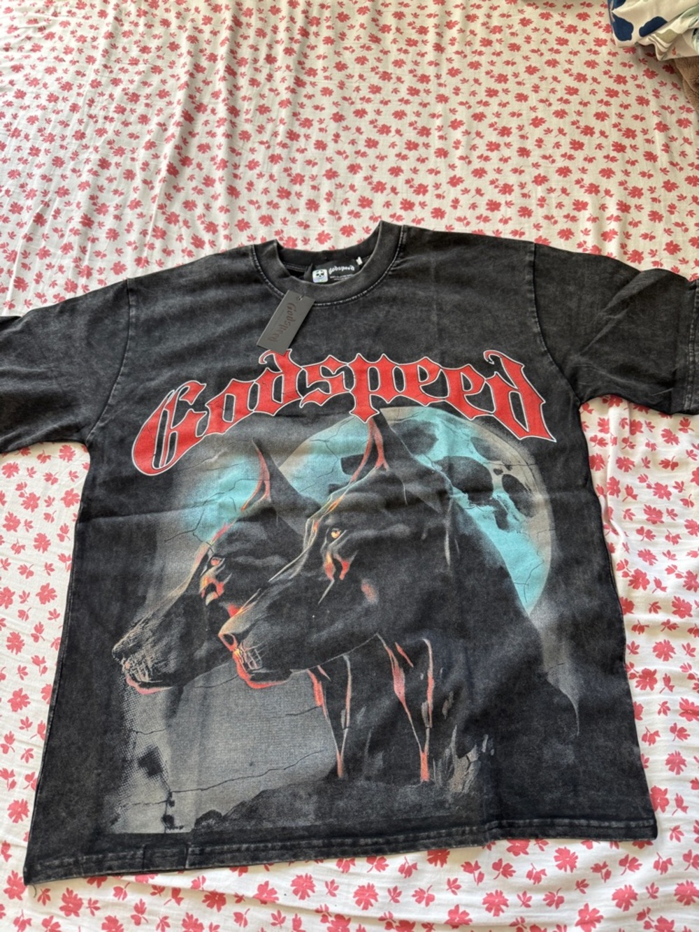 Godspeed - Doberman Black Graphic Short Sleeve Tee Large